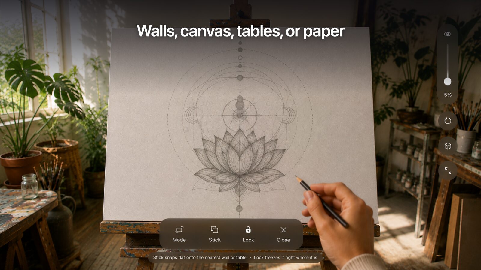 A design on a canvas on an easel