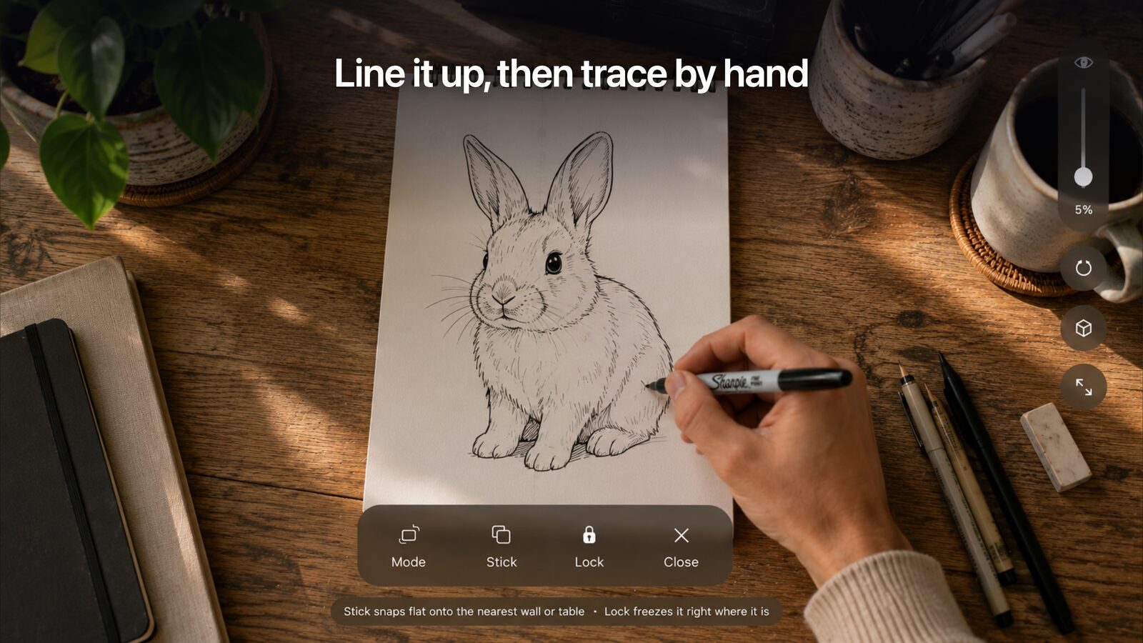 Tracing a design by hand onto paper